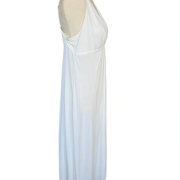 Natori White V-Neck Maxi Chemise Adjustable Strap Marilynn Monroe Style Gown - Picture 4 of 9